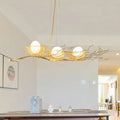 DecorBites™ Gold Wire Mesh Bird Nest Chandelier - Modern 3-Light Island Lighting for Restaurants
