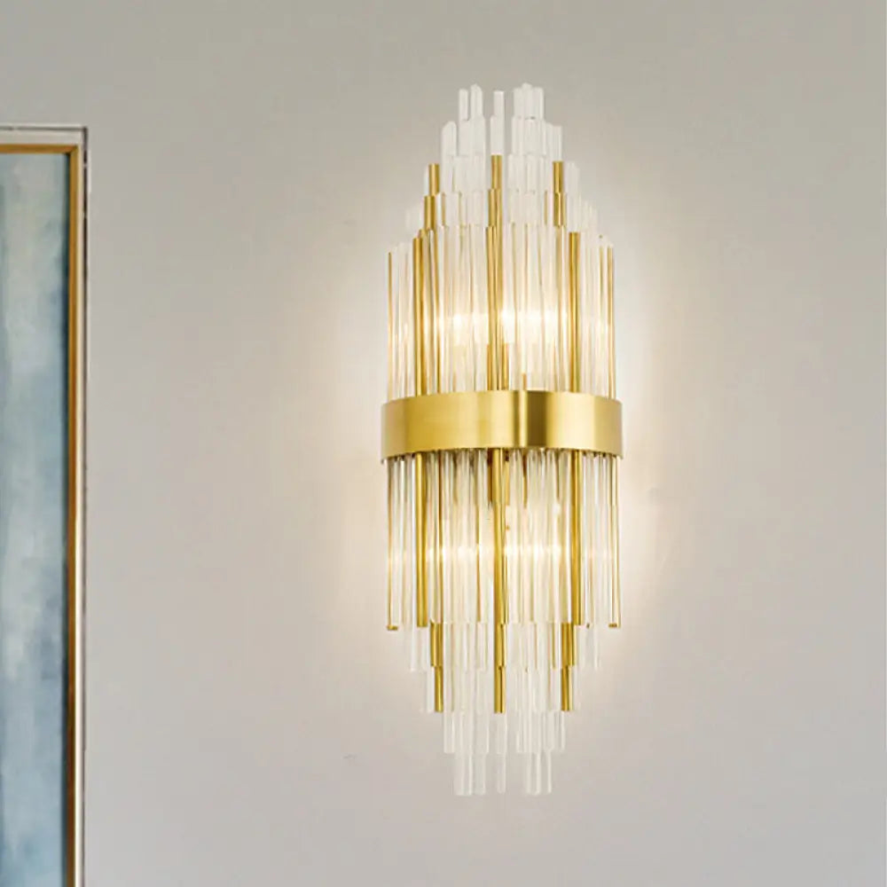 DecorBites™ Golden Crystal Layered Sconce Light for Living Room - Modern Wall Mounted Lamp (2 Lights)