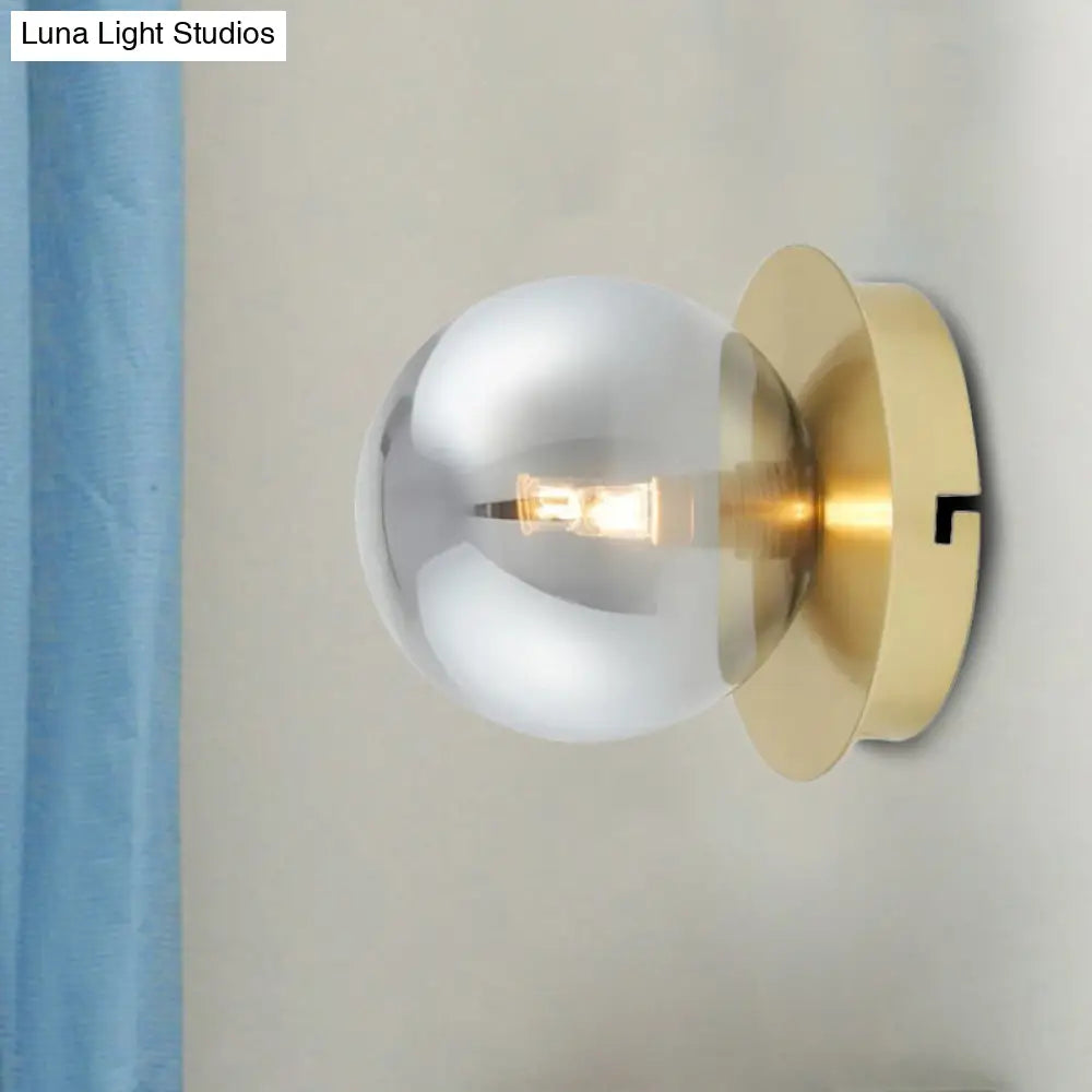 DecorBites™ Golden Wall Sconce Light with Smoky Grey Glass Shade - Simple & Elegant Single Bedroom Fixture