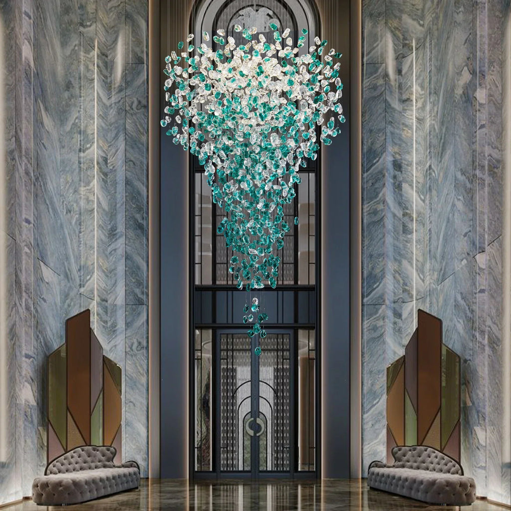 DecorBites™ Green Crystal Stone Chandelier for Modern Spaces