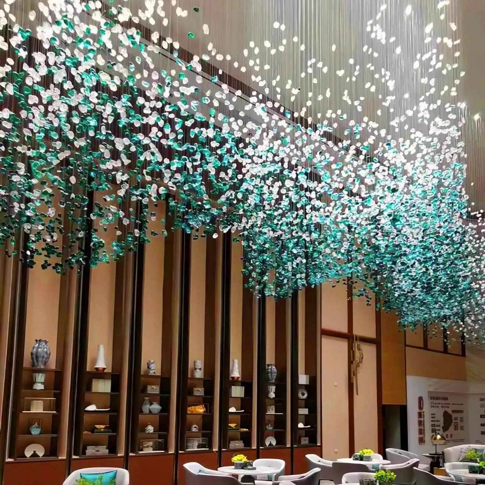 DecorBites™ Green Crystal Stone Chandelier for Modern Spaces