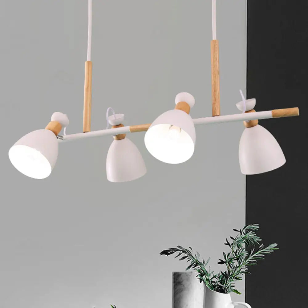 DecorBites™ Green/Grey/White Metal Dome Shade Island Chandelier - Nordic Style Pendant Lamp with 4 Heads