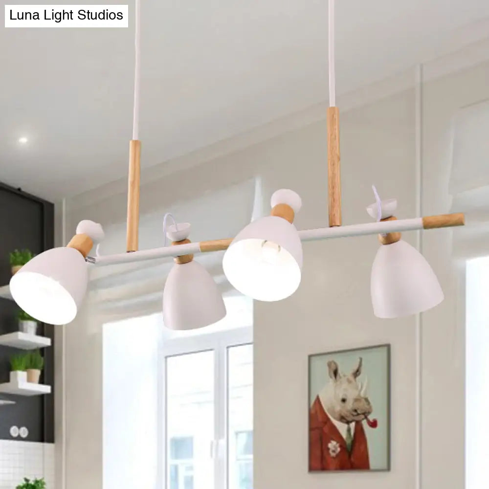 DecorBites™ Green/Grey/White Metal Dome Shade Island Chandelier - Nordic Style Pendant Lamp with 4 Heads