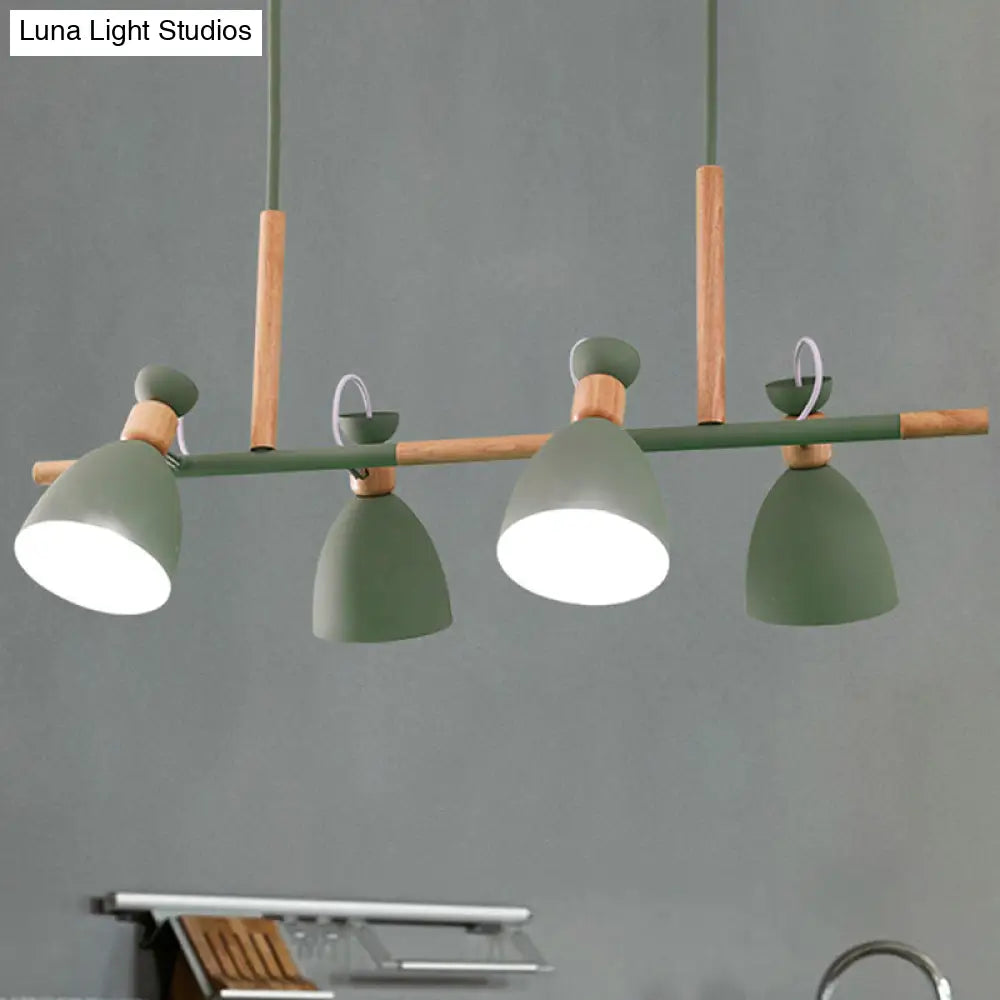 DecorBites™ Green/Grey/White Metal Dome Shade Island Chandelier - Nordic Style Pendant Lamp with 4 Heads
