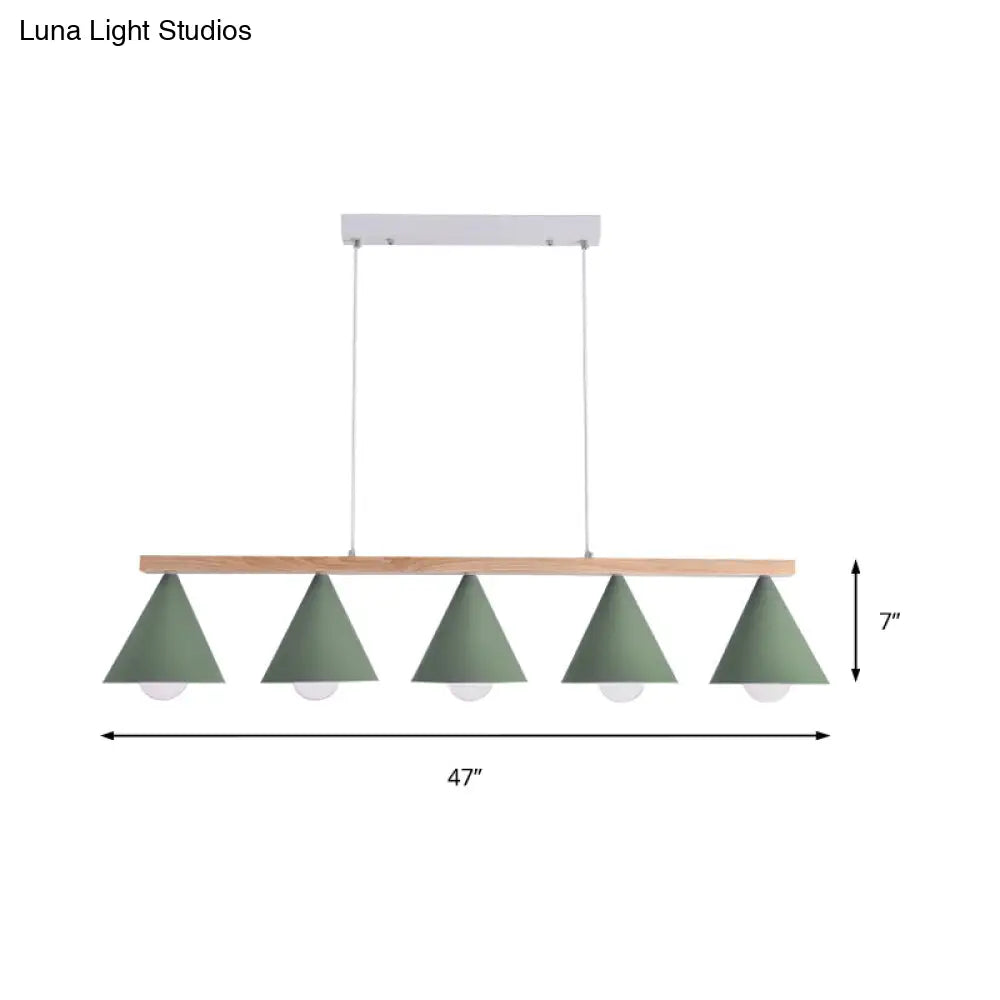 DecorBites™ Green Iron Island Pendant with Nordic Design- 3/5 Head Ceiling Light