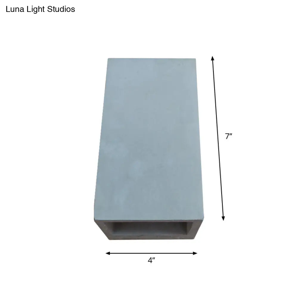 DecorBites™ Grey Flush Mount Wall Light Nordic 1 Head - Cube/Cuboid Cement - Up & Down Sconce Light for Stairs - 4"/5"/7" Wide