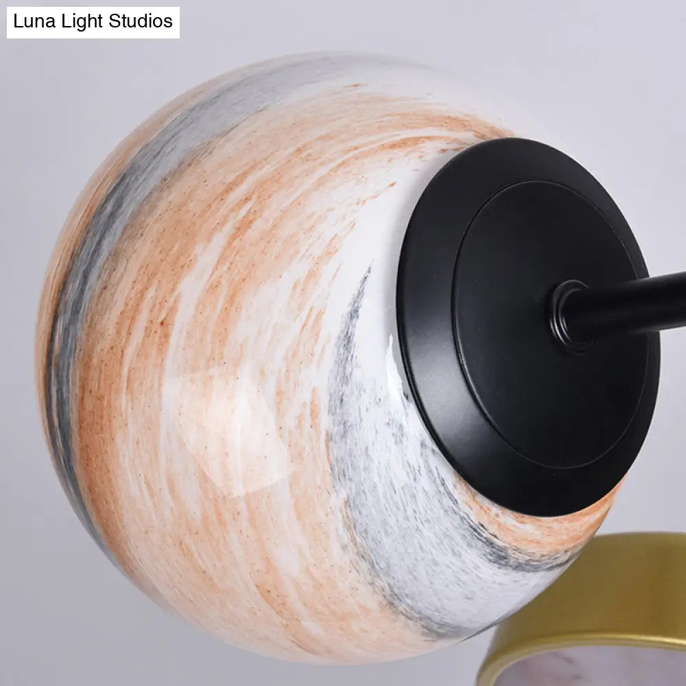 DecorBites™ Hand Blown Glass Round Chandelier Light - Contemporary Pendant Lighting Fixture in Gold (6/8 Lights)