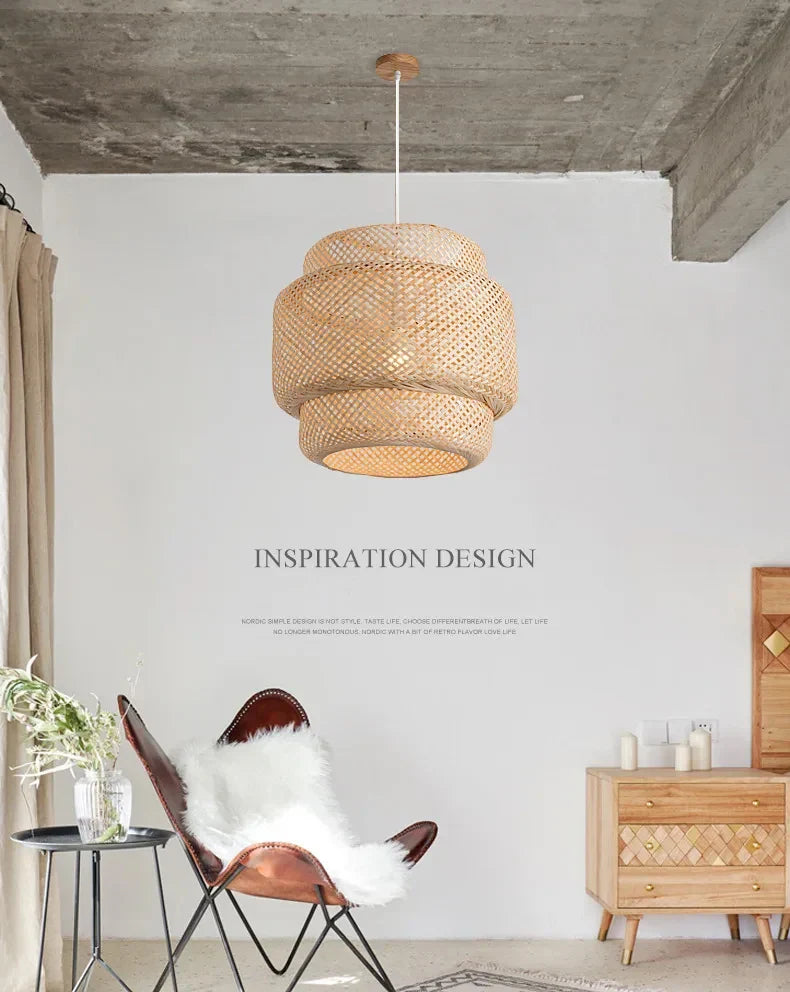 DecorBites™ Hand Knitted Chinese Style Hanging Bamboo Lamps