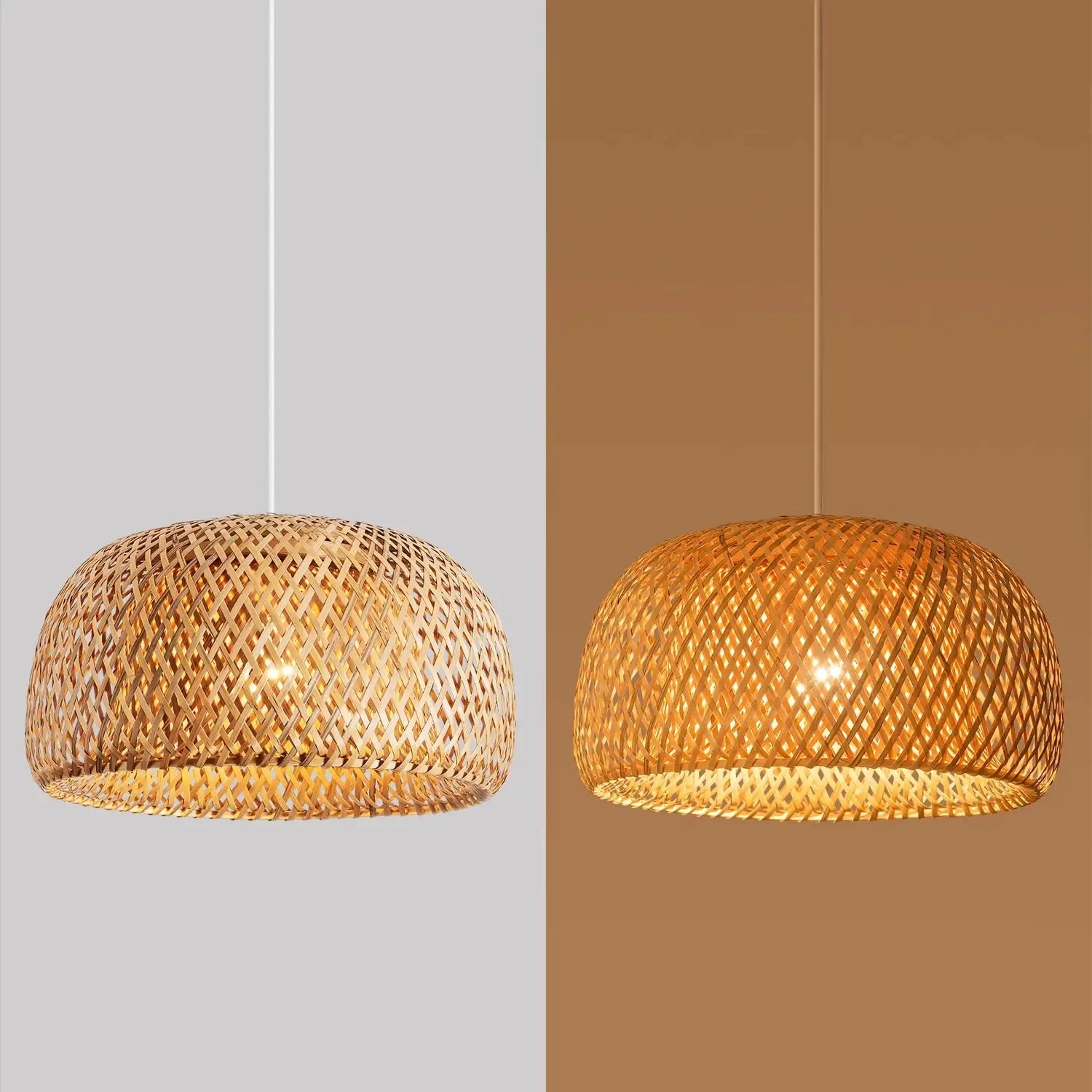 DecorBites™ Hand-Woven Bamboo Lantern Pendant Light