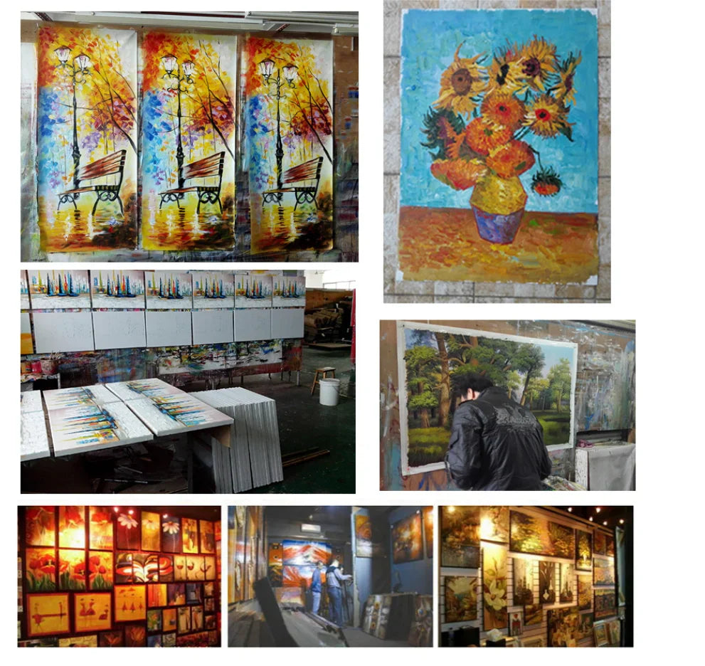 DecorBites™ Handmade Abstract City Oil Painting, Modern Wall Art