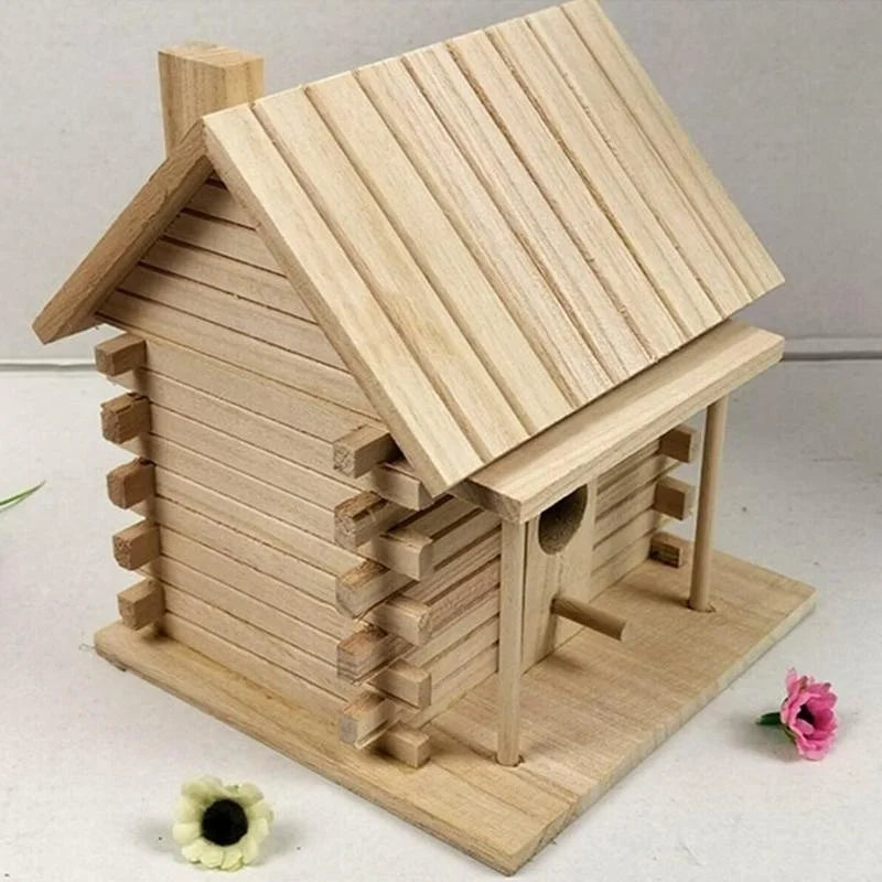 DecorBites™ Handmade Wooden Bird Nest Box for Outdoor Decor