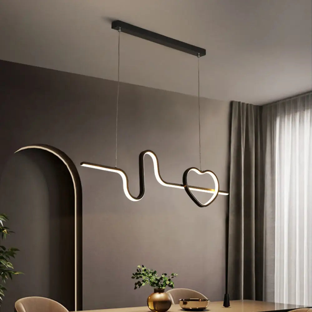 DecorBites™ Heart and Line Island Metal Pendant Light - Artistic LED Ceiling Fixture for Dining Room