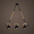 DecorBites™ Hemp Rope Antique Hanging Lamp Chandelier in Black - Ideal for Restaurants and Islands