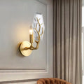DecorBites™ Hexagonal Crystal Wall Lamp - Artistic Single Fixture in Brass for Living Room