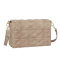 Fashion Handbag Quilted Boxy Crossbody Light Brown Stylish Chic