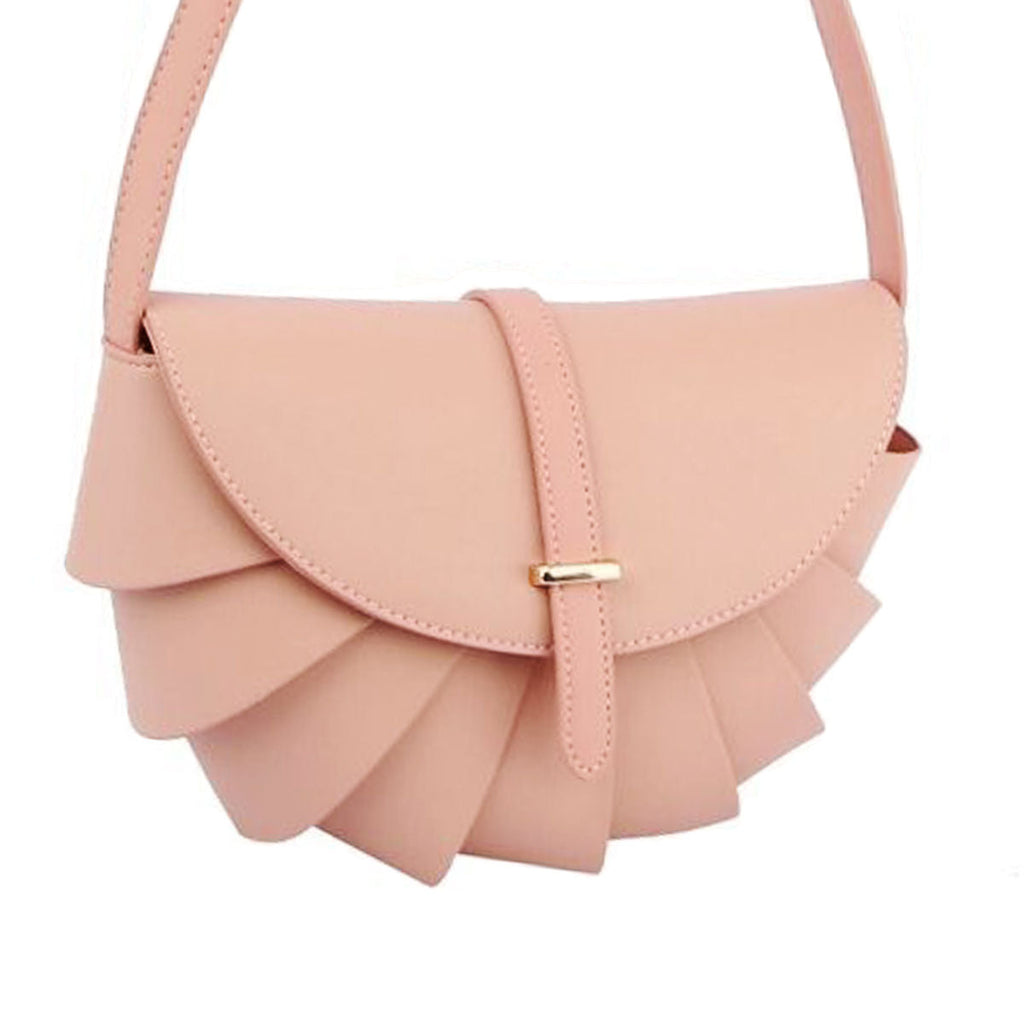 Fashion Handbag Blush Pleated Semicircle Crossbody Stylish Chic Accessory