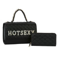 Quilted Satchel Set Black Stylish Trendy Fashion Handbag