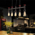DecorBites™ Industrial 5-Head Iron Bare Bulb Island Lighting: Adjustable Ceiling Light Fixture for Dining Room with Pipe and Valve