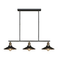 DecorBites™ Industrial Black 3-Light Metal Island Pendant with Cone Shade - Perfect for Restaurant Lighting