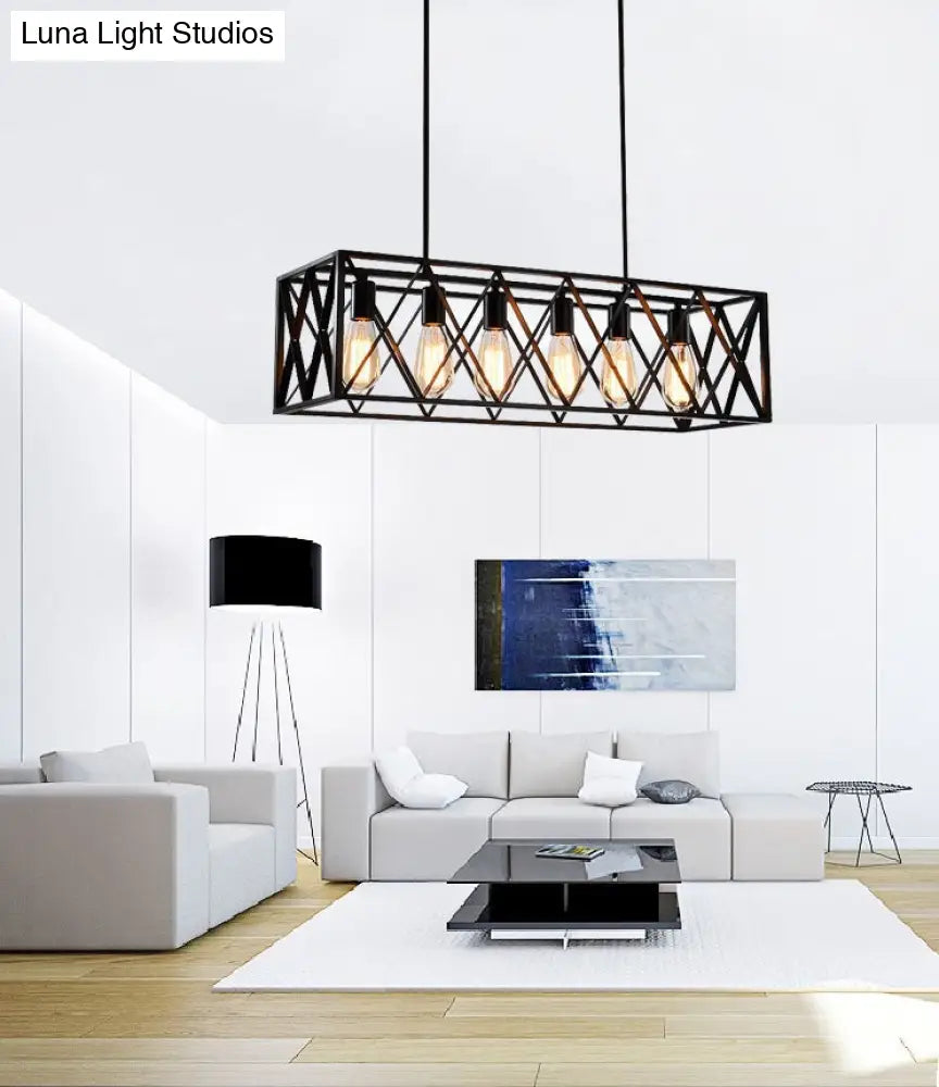 DecorBites™ Industrial Black Cross-Framed Pendant Light for Dining Table