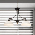 DecorBites™ Industrial Black Dome Island Light Fixture with Opal Glass - 2-Bulb Dining Table Hanging Lamp
