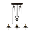 DecorBites™ Industrial Black Wide Flare Pulley Pendant Light for Restaurant - 3 Bulb Hanging Island Fixture