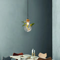 DecorBites™ Industrial Clear Glass Dining Room Pendant Light Kit with Exposed Bulb and Wood Cap