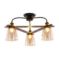DecorBites™ Industrial Cognac Glass Bell Semi Flush Ceiling Lamp (3/5/6 Heads) in Aged Brass - Perfect for Living Room