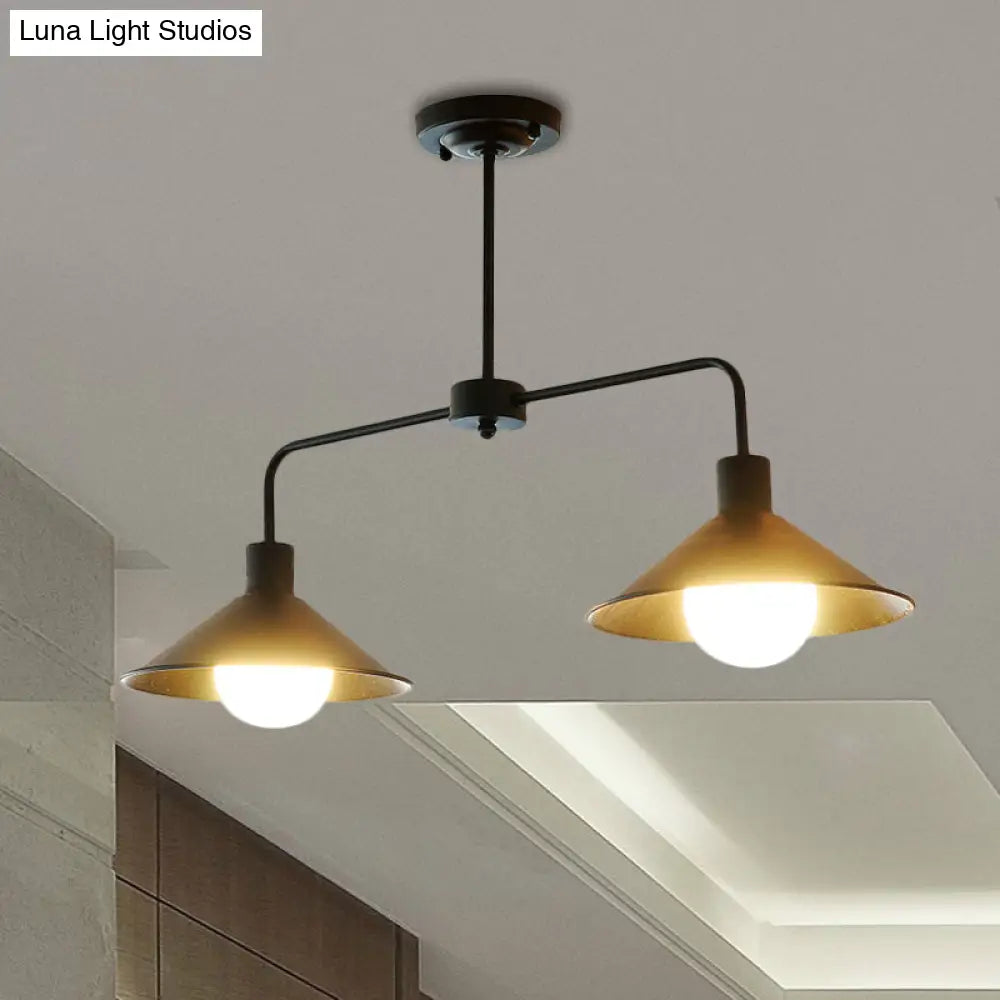 DecorBites™ Industrial Conic Pendant Light - Black/White, Stylish Metallic, 2 Heads with Angle Arm - Perfect for Kitchen Island Lighting