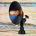 DecorBites™ Industrial Flared Shade Night Lamp with Decorative Red Valve - Black Iron Table Light