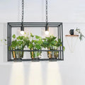 DecorBites™ Industrial Iron Island Lamp with 3 Pendant Lights and Glass Plant Pot