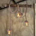 DecorBites™ Industrial Island Pendant Light - Exposed Bulb Rope Design - Dining Room Hanging Lamp in Beige (4/8 Light)