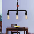 DecorBites™ Industrial Metal 3-Head Hanging Light with Red Valve Decor - Water Pipe Restaurant Island Lamp