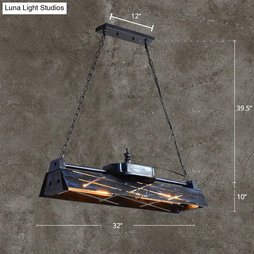 DecorBites™ Industrial Metal 4-Light Suspension Lamp with Hollow-out Design for Dining Room Island