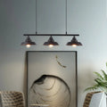 DecorBites™ Industrial Metal Barn Shade Dining Room Chandelier with 3 Black Hanging Light Bulbs
