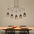 DecorBites™ Industrial Metal Black Island Light Fixture with Mesh Bell Shades - 5/7-Head Hanging Ceiling Lamp