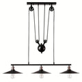 DecorBites™ Industrial Metal Pulley Pendant Lighting with Black Cone Shades - Set of 3 Island Lamps