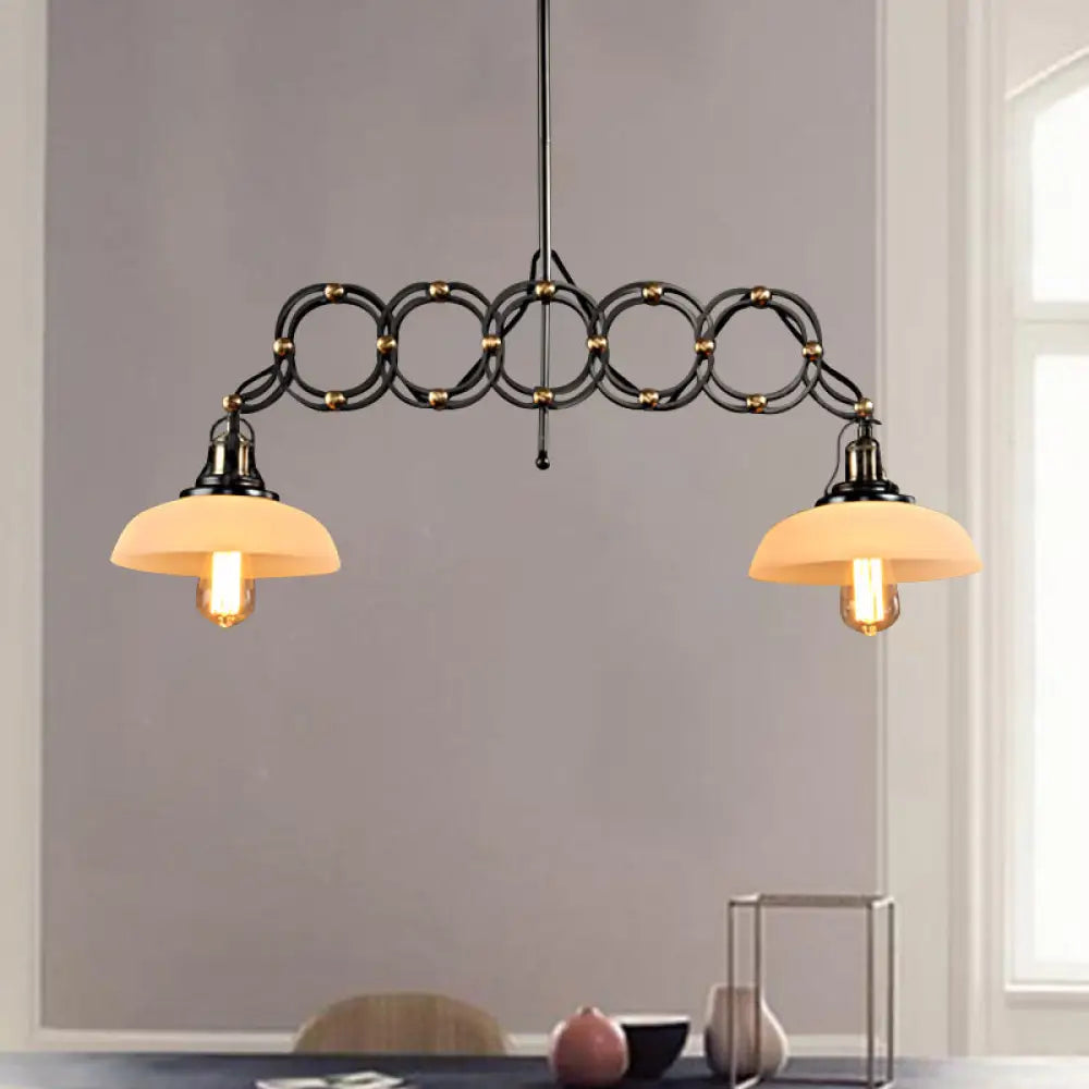 DecorBites™ Industrial Opal Glass Pendant Light Kit - Adjustable Dome Design, 2 Lights - Brass Hanging Lamp for Kitchen Island