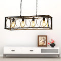 DecorBites™ Industrial Retro Cage Pendant Light with 4 Bulbs - Black Metal Shade for Restaurant or Island
