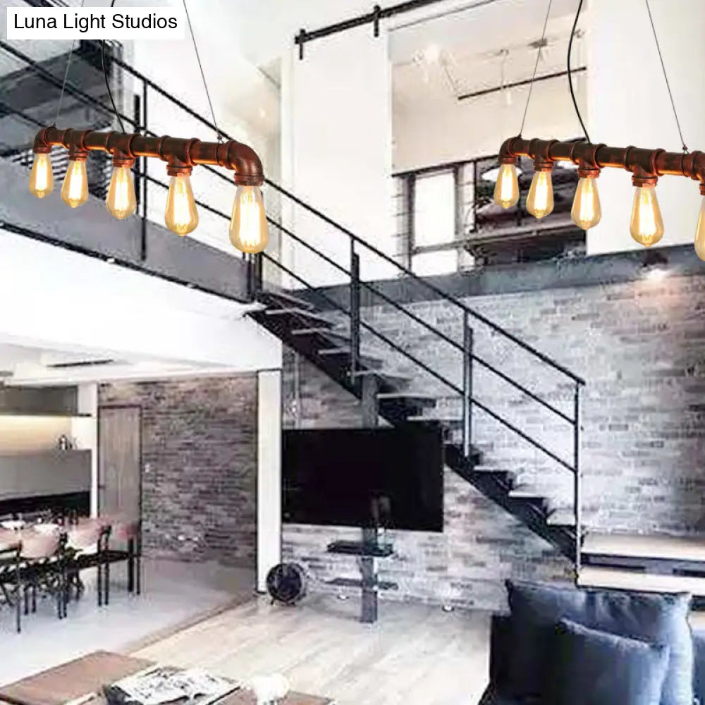 DecorBites™ Industrial Rustic Water Pipe Island Chandelier Light Fixture