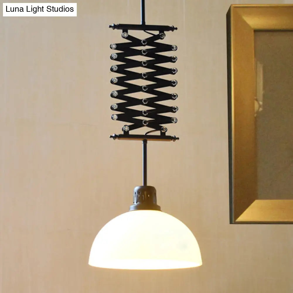 DecorBites™ Industrial Style 1 Bulb Metal Dome Ceiling Light - Extendable Pendant for Balcony - Black/White