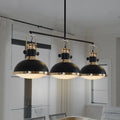 DecorBites™ Industrial-Style Black Metal Island Ceiling Light with Glass Diffuser and 3 Heads