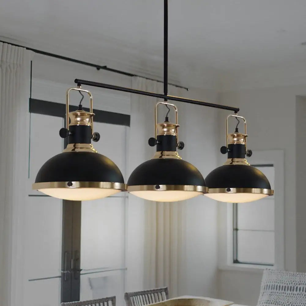 DecorBites™ Industrial-Style Black Metal Island Ceiling Light with Glass Diffuser and 3 Heads