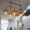 DecorBites™ Industrial-Style Metal Island Light Fixture - 6 Lights, Rust Bare Bulb Chandelier for Restaurants