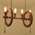 DecorBites™ Industrial Weathered Copper Wheel 4-Bulb Hanging Light Kit for Dining Room Island