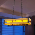 DecorBites™ Industrial Wooden Island Pendant Lamp with Glass Cylinder Shade - Multi Light Restaurant Fixture