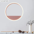 DecorBites™ Iron Hoop Flush Mount Wall Light: Macaron Pink/Blue, 12"/16" Wide LED Sconce with Storage Rack – Warm/White Light