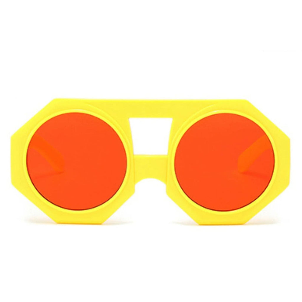 Women’s Chunky Round Sunglasses Yellow Geometric Stylish Statement