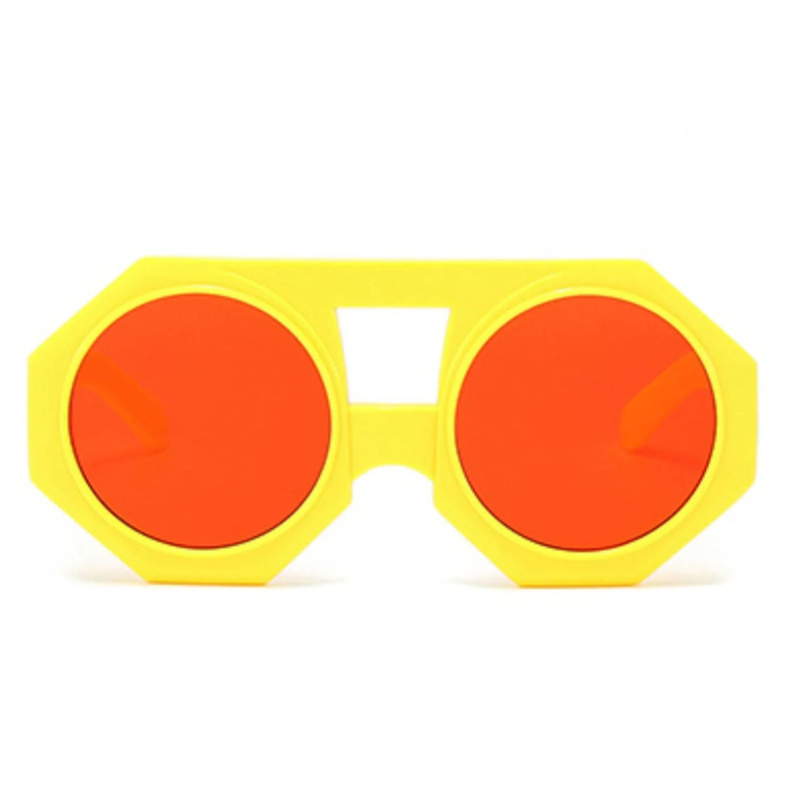 Women’s Chunky Round Sunglasses Yellow Geometric Stylish Statement