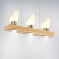 DecorBites™ Ivory Glass Bird Island Pendant Lighting Fixture with Decorative Wood Suspended Design